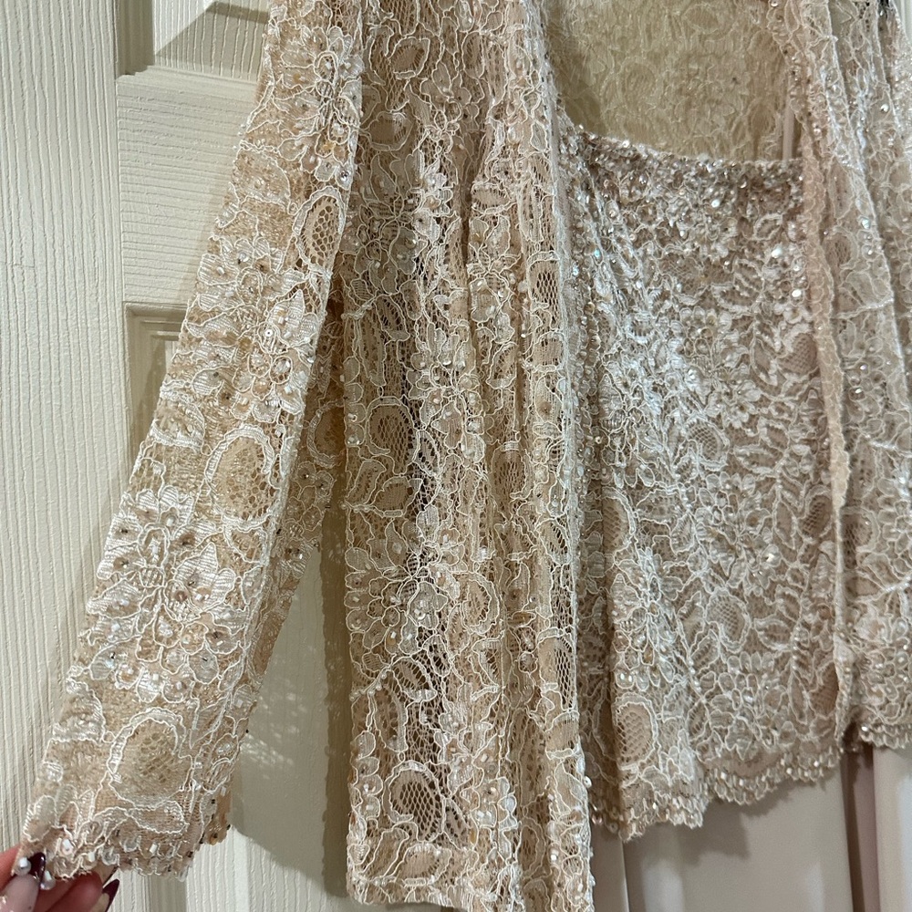 Karen Millen Beige Lace and Sequin Blouse